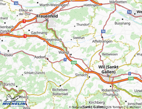 MICHELIN-Landkarte Wängi - ViaMichelin