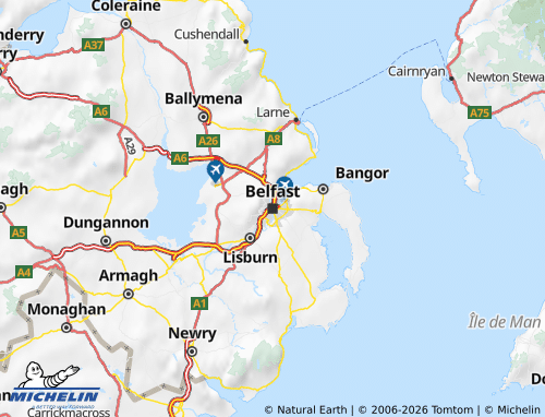Kaart MICHELIN Noord-Ierland - ViaMichelin
