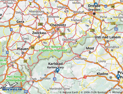 MICHELIN Erzgebirgskreis map - ViaMichelin