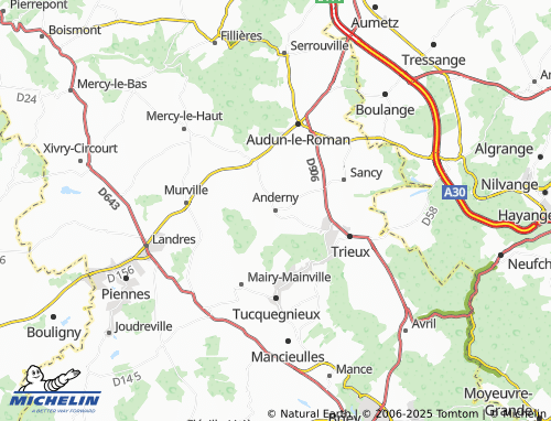 Carte MICHELIN Anderny - ViaMichelin