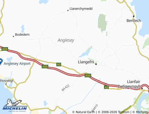 Mapa MICHELIN Bodffordd - ViaMichelin