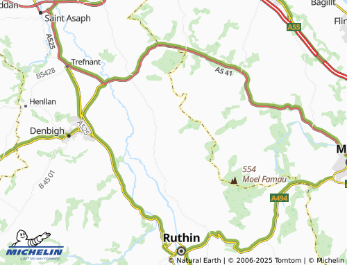 MICHELIN Llangwyfan map - ViaMichelin