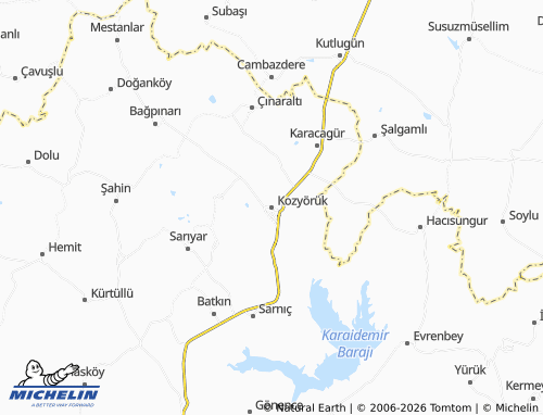 MICHELIN Kozyörük map - ViaMichelin