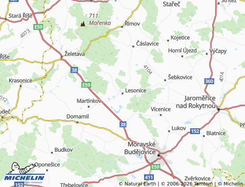Mapa MICHELIN Lesonice - ViaMichelin