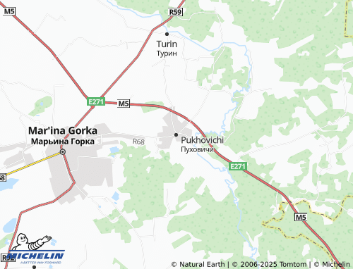 MICHELIN Pukhovichi map - ViaMichelin