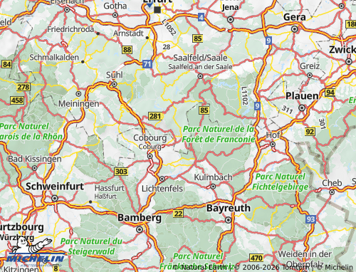 MICHELIN Sonneberg map - ViaMichelin