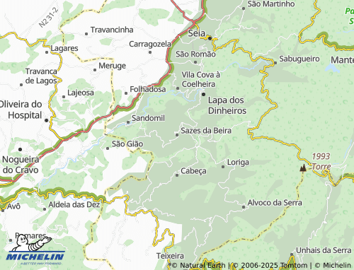 MICHELIN Sazes da Beira map - ViaMichelin
