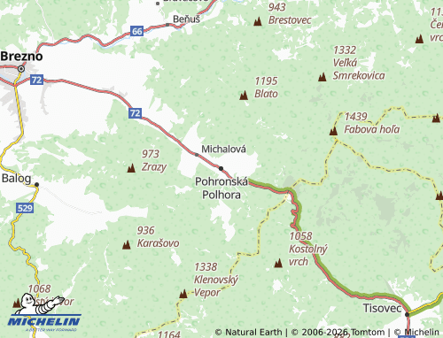 MICHELIN Pohronská Polhora map - ViaMichelin