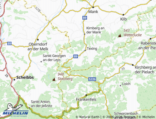 MICHELIN Straß bei Texing map - ViaMichelin