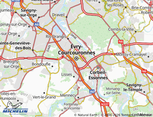 MICHELIN-Landkarte Évry-Courcouronnes - ViaMichelin