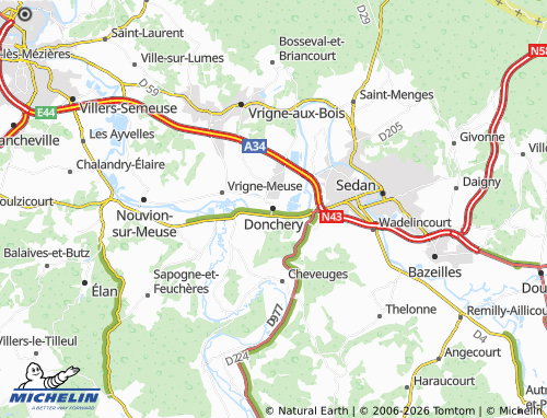 Carte MICHELIN Donchery - ViaMichelin