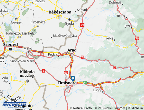 Mappa MICHELIN Arad - ViaMichelin
