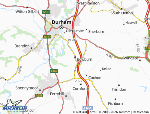 Mappa MICHELIN Bowburn - ViaMichelin