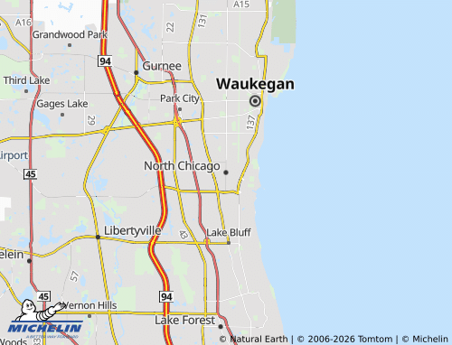 Carte MICHELIN North Chicago - ViaMichelin