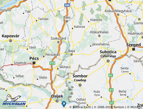 Mapa MICHELIN Bajai járás - ViaMichelin