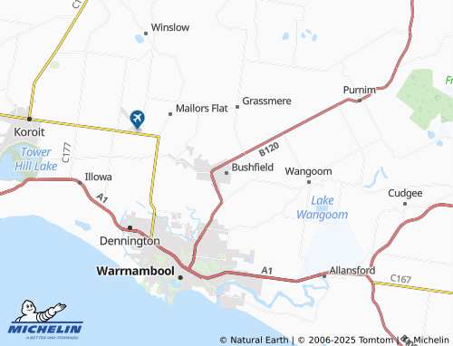 MICHELIN Bushfield map - ViaMichelin