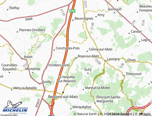 Mapa MICHELIN Roye-sur-Matz - ViaMichelin