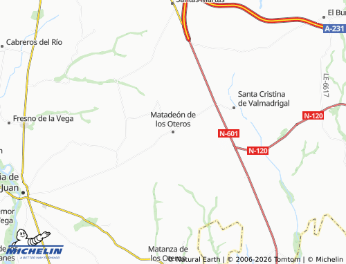 MICHELIN Matadeón de los Oteros map - ViaMichelin