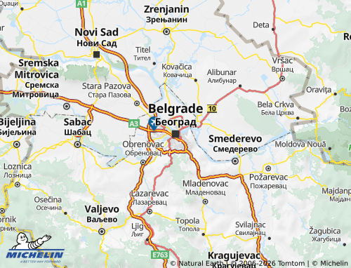 Carte MICHELIN Serbie Centrale - ViaMichelin