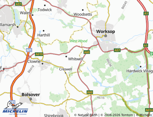 Carte MICHELIN Hodthorpe and Belph - ViaMichelin