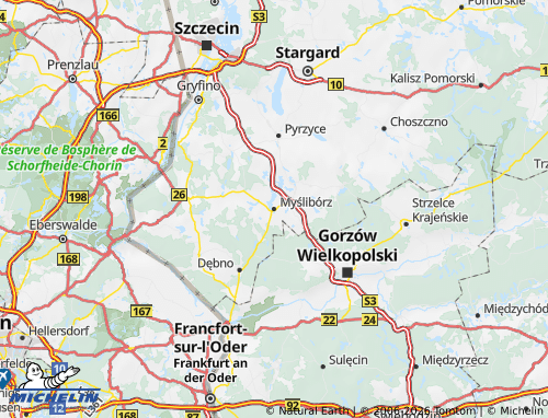 MICHELIN Myśliborski map - ViaMichelin