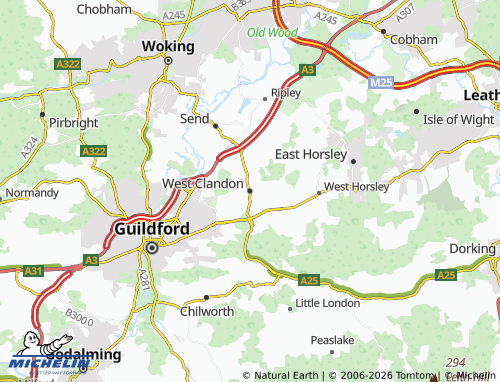 Mappa MICHELIN West Clandon - ViaMichelin