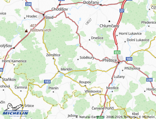 Mapa MICHELIN Soběkury - ViaMichelin