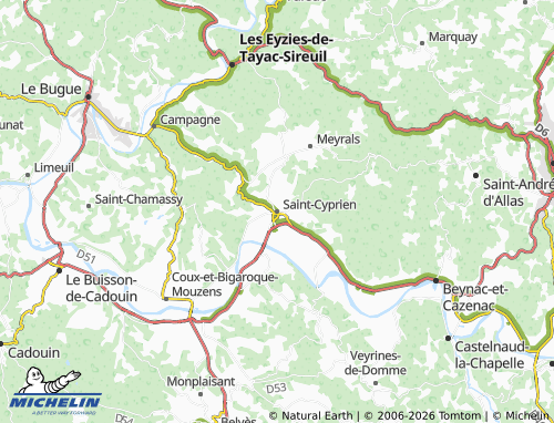 MICHELIN Saint-Cyprien map - ViaMichelin