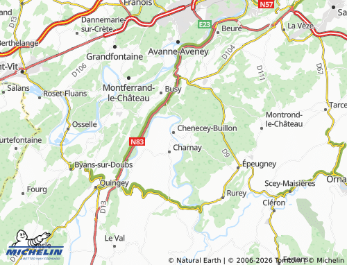 Mappa MICHELIN Chenecey-Buillon - ViaMichelin