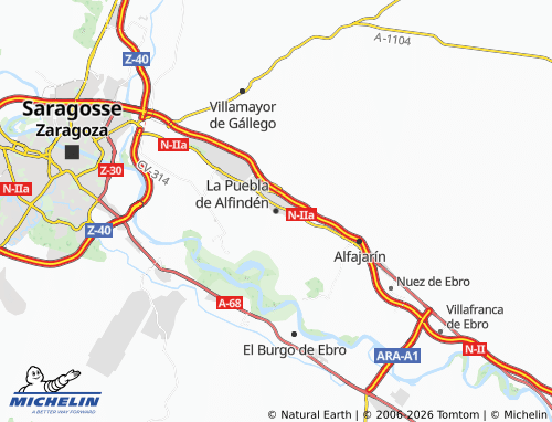 Mappa MICHELIN La Puebla de Alfindén - ViaMichelin