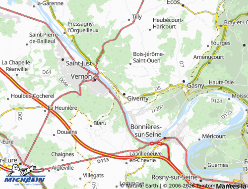 MICHELIN Giverny map - ViaMichelin