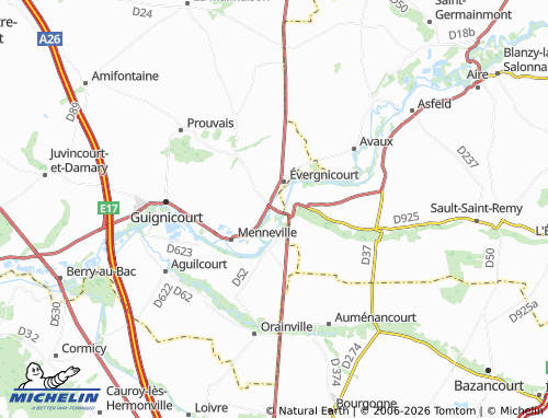 Carte MICHELIN Neufchâtel-sur-Aisne - ViaMichelin