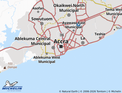 Mappa MICHELIN Accra - ViaMichelin