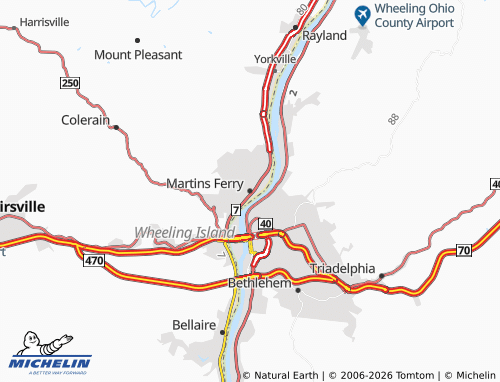 Carte MICHELIN Martins Ferry - ViaMichelin