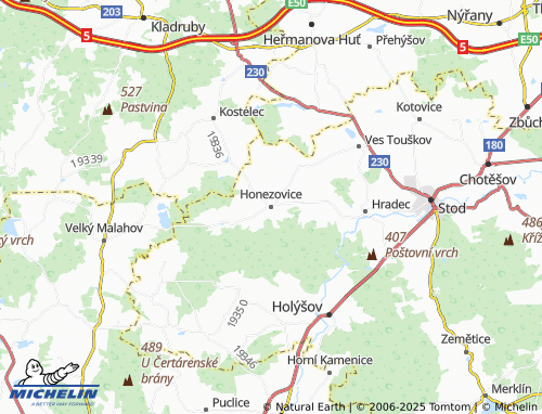 Kaart MICHELIN Honezovice - ViaMichelin