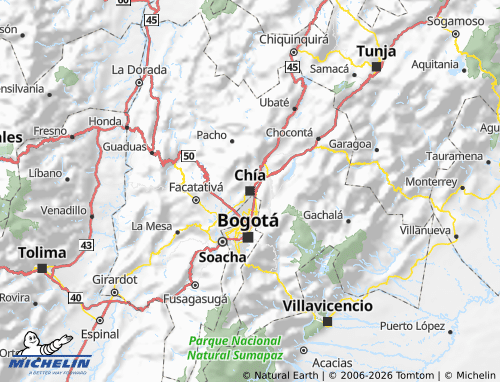 Carte MICHELIN Cundinamarca - ViaMichelin