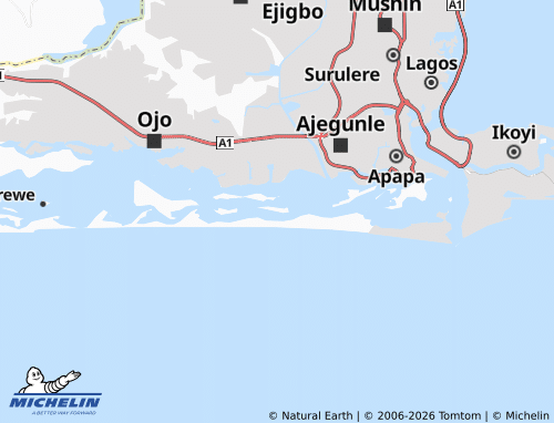MICHELIN Lagos Outlying map - ViaMichelin