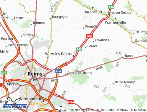 Mapa MICHELIN Witry-lès-Reims - ViaMichelin