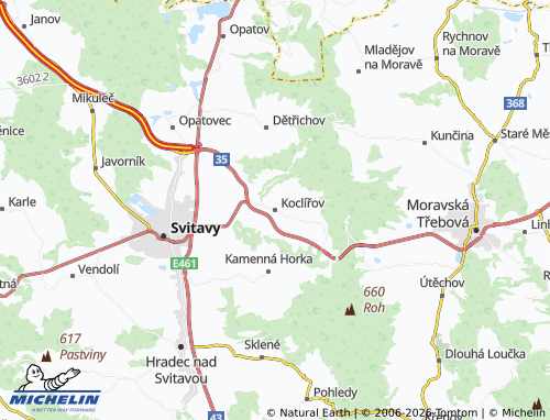 Kaart MICHELIN Koclířov - ViaMichelin