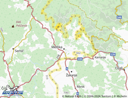 Mapa MICHELIN Metlika - ViaMichelin