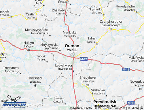 Mapa MICHELIN Umanskyi raion - ViaMichelin