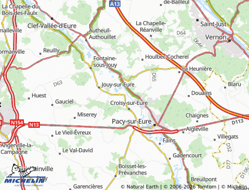 MICHELIN Vaux-sur-Eure map - ViaMichelin