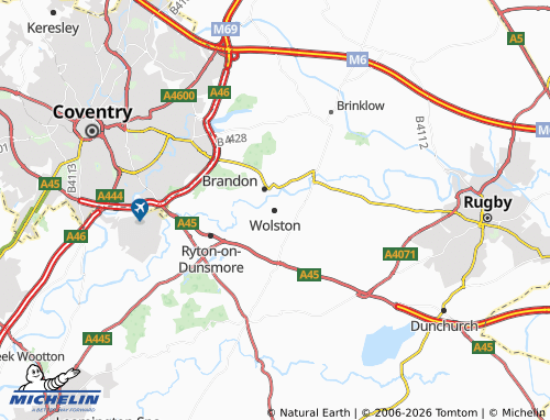 Carte MICHELIN Wolston - ViaMichelin