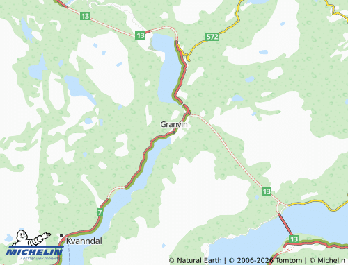 MICHELIN-Landkarte Granvin - ViaMichelin