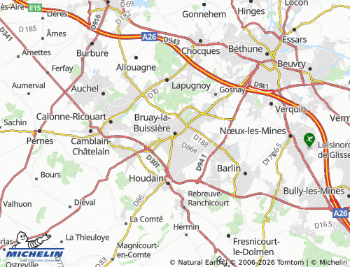 Carte MICHELIN Bruay-la-Buissière - ViaMichelin