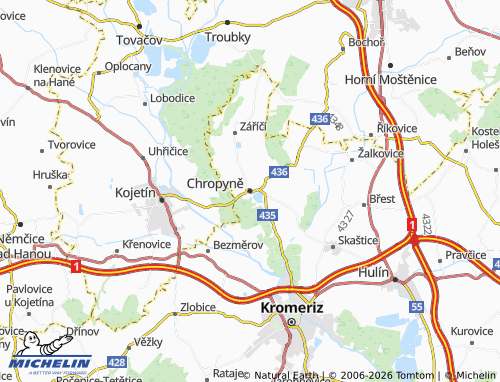 MICHELIN Chropyně map - ViaMichelin