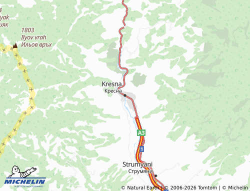 MICHELIN Kresna map - ViaMichelin