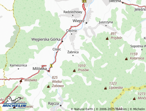 MICHELIN Żabnica map - ViaMichelin