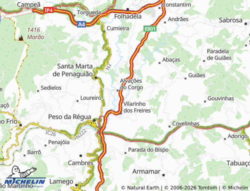 Mapa MICHELIN Alvações de Tanha - ViaMichelin