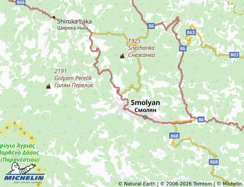 Carte MICHELIN Vz Smolyan - ViaMichelin